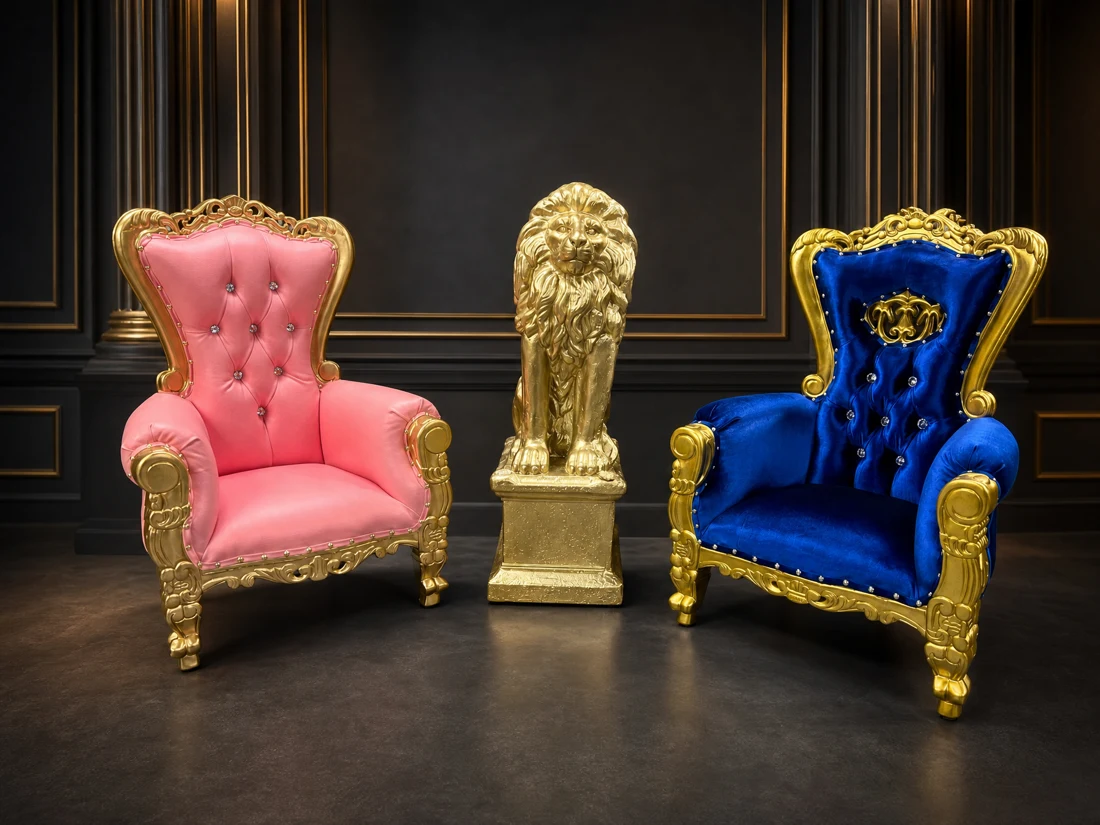 Pink and blue children's thrones